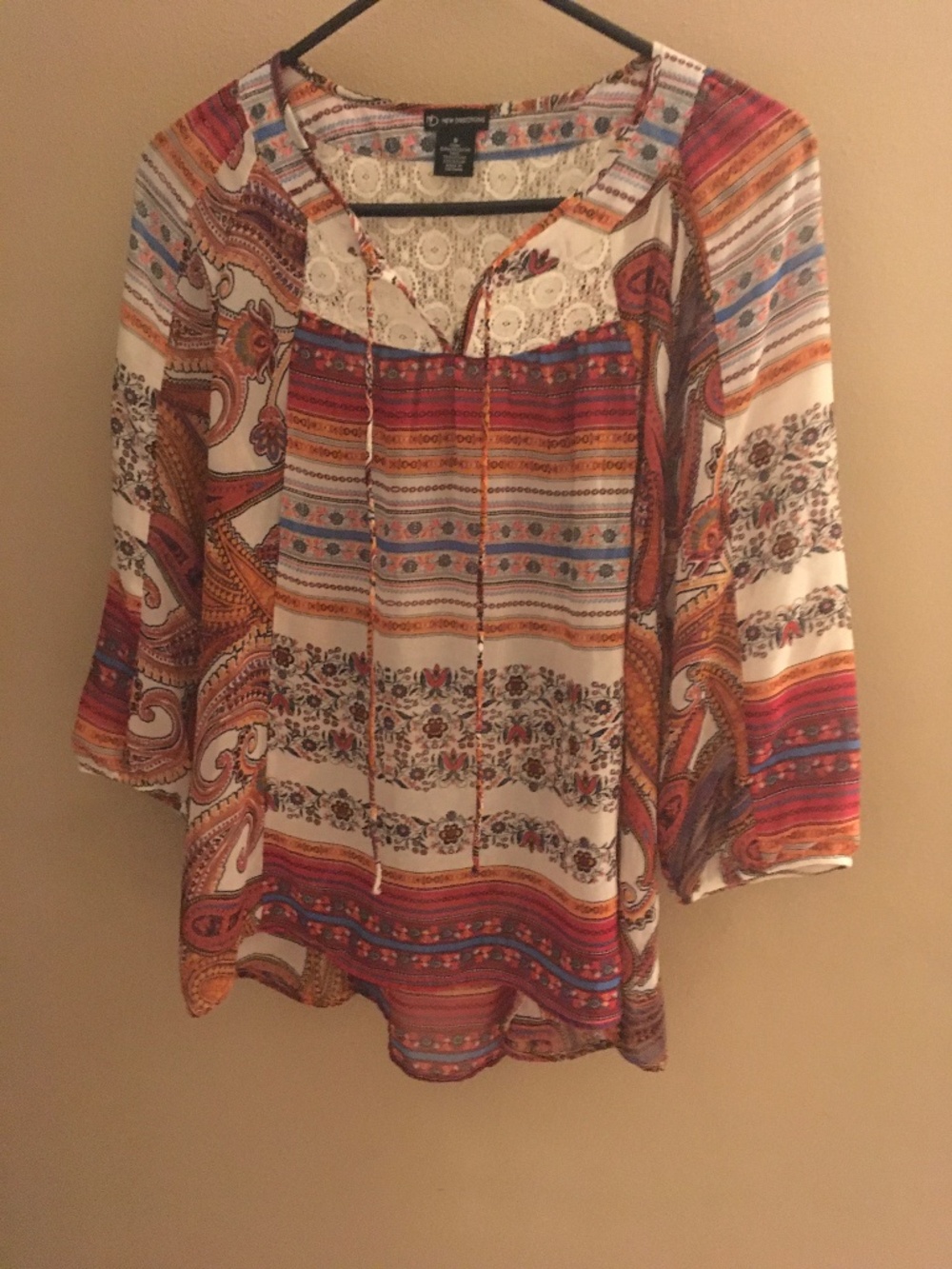 New direction, multicolor, three-quarter sleeve blouse